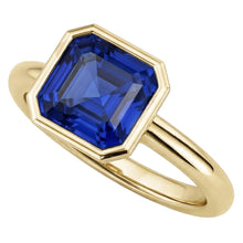 Afbeelding in Gallery-weergave laden, Echte Solitaire Ring 1.50 Karaat Bezel Set Asscher Saffier Geel Goud 14K
