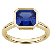 Afbeelding in Gallery-weergave laden, Echte Solitaire Ring 1.50 Karaat Bezel Set Asscher Saffier Geel Goud 14K
