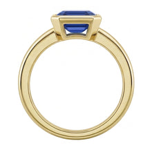 Afbeelding in Gallery-weergave laden, Echte Solitaire Ring 1.50 Karaat Bezel Set Asscher Saffier Geel Goud 14K
