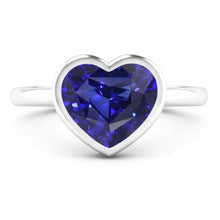 Afbeelding in Gallery-weergave laden, Echte Solitaire Ring Hart Bezel Set Sri Lankaanse Saffier 2 Karaat Goud
