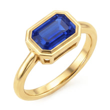 Afbeelding in Gallery-weergave laden, Echte Solitaire Ring Smaragd Blauwe Saffier Bezel Set 1,50 Karaat Goud 14K
