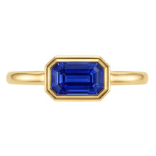 Afbeelding in Gallery-weergave laden, Echte Solitaire Ring Smaragd Blauwe Saffier Bezel Set 1,50 Karaat Goud 14K

