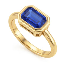 Afbeelding in Gallery-weergave laden, Echte Solitaire Ring Smaragd Blauwe Saffier Bezel Set 1,50 Karaat Goud 14K
