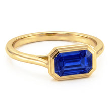 Afbeelding in Gallery-weergave laden, Echte Solitaire Ring Smaragd Blauwe Saffier Bezel Set 1,50 Karaat Goud 14K
