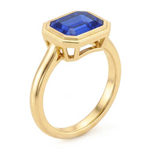 Afbeelding in Gallery-weergave laden, Echte Solitaire Ring Smaragd Blauwe Saffier Bezel Set 1,50 Karaat Goud 14K
