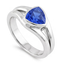 Afbeelding in Gallery-weergave laden, Echte Solitaire trouwring set biljoen saffier 1,50 karaat bezel set
