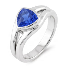 Afbeelding in Gallery-weergave laden, Echte Solitaire trouwring set biljoen saffier 1,50 karaat bezel set
