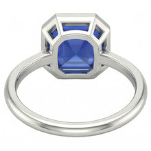 Afbeelding in Gallery-weergave laden, Echte Witgouden Solitaire Ring Asscher Bezel Set Blauwe Saffier 2 Karaat
