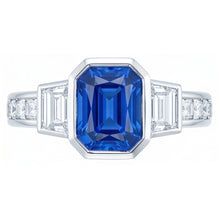 Afbeelding in Gallery-weergave laden, Edelsteen Bezel Set Stralende Saffier Ring Diamanten Sieraden 2,50 Karaat
