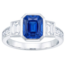 Afbeelding in Gallery-weergave laden, Edelsteen Bezel Set Stralende Saffier Ring Diamanten Sieraden 2,50 Karaat
