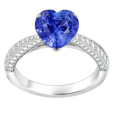 Afbeelding in Gallery-weergave laden, Edelsteen Blauwe Saffier Ring 4 Karaat Meerdere Rij Pave Diamanten
