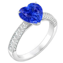 Afbeelding in Gallery-weergave laden, Edelsteen Blauwe Saffier Ring 4 Karaat Meerdere Rij Pave Diamanten
