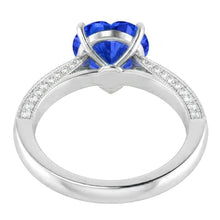 Afbeelding in Gallery-weergave laden, Edelsteen Blauwe Saffier Ring 4 Karaat Meerdere Rij Pave Diamanten
