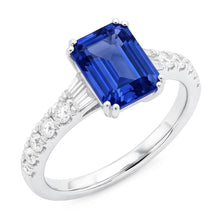 Afbeelding in Gallery-weergave laden, Edelsteen Blauwe Saffier Ring Baguette &amp; Ronde Accenten 3,50 Karaat
