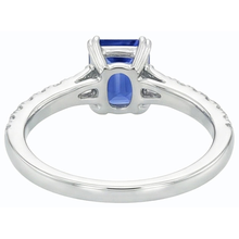 Afbeelding in Gallery-weergave laden, Edelsteen Blauwe Saffier Ring Baguette &amp; Ronde Accenten 3,50 Karaat
