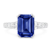 Afbeelding in Gallery-weergave laden, Edelsteen Blauwe Saffier Ring Baguette &amp; Ronde Accenten 3,50 Karaat
