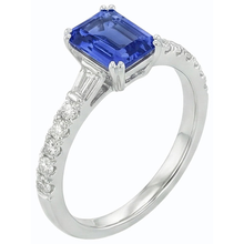 Afbeelding in Gallery-weergave laden, Edelsteen Blauwe Saffier Ring Baguette &amp; Ronde Accenten 3,50 Karaat
