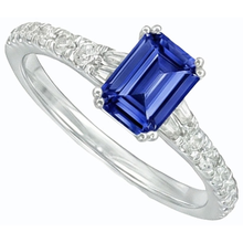 Afbeelding in Gallery-weergave laden, Edelsteen Blauwe Saffier Ring Baguette &amp; Ronde Accenten 3,50 Karaat
