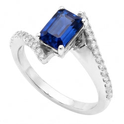 Edelsteen Blauwe Saffier Ring Pave Set Accenten Spanning Stijl 2,50 Karaat