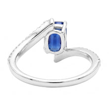 Afbeelding in Gallery-weergave laden, Edelsteen Blauwe Saffier Ring Pave Set Accenten Spanning Stijl 2,50 Karaat
