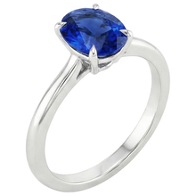 Afbeelding in Gallery-weergave laden, echte oval saffier 2karaat ring zijaanzicht
