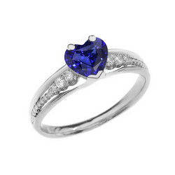 Edelsteen Diamanten Ring Hart Geslepen Ceylon Saffier Sieraden