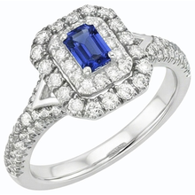 Afbeelding in Gallery-weergave laden, Edelsteen Dubbele Halo Smaragd Ceylon Saffier Ring 3,50 Karaat
