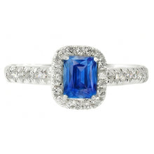 Afbeelding in Gallery-weergave laden, Edelsteen Halo Sapphire Ring 2.50 karaat mantel Set Natuurlijke echte diamant ( niet in het laboratorium gekweekt )en sieraden
