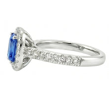 Afbeelding in Gallery-weergave laden, Edelsteen Halo Sapphire Ring 2.50 karaat mantel Set Natuurlijke echte diamant ( niet in het laboratorium gekweekt )en sieraden
