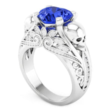 Afbeelding in Gallery-weergave laden, Edelsteen Hart Blauwe Saffier Ring Antieke Stijl Diamanten 2 Karaat
