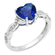 Afbeelding in Gallery-weergave laden, Edelsteen Hart Blauwe Saffier Ring Gedraaide Stijl 3.50 Karaat Diamanten

