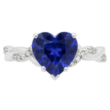 Afbeelding in Gallery-weergave laden, Edelsteen Hart Blauwe Saffier Ring Gedraaide Stijl 3.50 Karaat Diamanten
