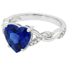 Afbeelding in Gallery-weergave laden, Edelsteen Hart Blauwe Saffier Ring Gedraaide Stijl 3.50 Karaat Diamanten
