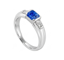 Afbeelding in Gallery-weergave laden, Edelsteen Heren Ring Prinses Diamanten Gold Bar Set Blauwe Saffier 1.75 Ct
