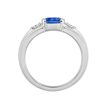 Afbeelding in Gallery-weergave laden, Edelsteen Heren Ring Prinses Diamanten Gold Bar Set Blauwe Saffier 1.75 Ct
