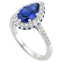 Afbeelding in Gallery-weergave laden, Edelsteen Natuurlijke uit de aarde gewonnen Diamanten Verlovingsring Halo Peervormige Blauwe Saffier 6 Karaat
