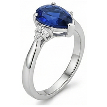 Afbeelding in Gallery-weergave laden, Edelsteen Peer Diepblauwe Saffier Ring &amp; Diamanten 2,50 Karaat
