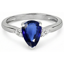 Afbeelding in Gallery-weergave laden, Edelsteen Peer Diepblauwe Saffier Ring &amp; Diamanten 2,50 Karaat
