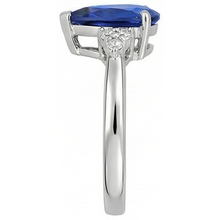 Afbeelding in Gallery-weergave laden, Edelsteen Peer Diepblauwe Saffier Ring &amp; Diamanten 2,50 Karaat
