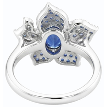 Afbeelding in Gallery-weergave laden, Edelsteen Ring Blauwe Saffier &amp; Diamanten 2,50 Karaat Bloem Stijl
