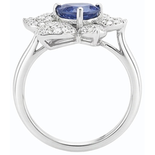 Afbeelding in Gallery-weergave laden, Edelsteen Ring Blauwe Saffier &amp; Diamanten 2,50 Karaat Bloem Stijl
