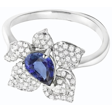 Afbeelding in Gallery-weergave laden, Edelsteen Ring Blauwe Saffier &amp; Diamanten 2,50 Karaat Bloem Stijl
