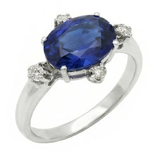 Afbeelding in Gallery-weergave laden, Edelsteen Ring Blauwe Saffier &amp; Diamanten 5 Stenen Sieraden 3.50 Karaat
