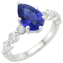 Afbeelding in Gallery-weergave laden, Edelsteen Ring Peer Sri Lankaanse Saffier &amp; Diamanten Accenten 4 Karaat
