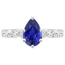 Afbeelding in Gallery-weergave laden, Edelsteen Ring Peer Sri Lankaanse Saffier &amp; Diamanten Accenten 4 Karaat
