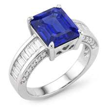 Afbeelding in Gallery-weergave laden, Edelsteen Ring Smaragd Saffier Stokbrood &amp; Ronde Diamanten 4.50 Karaat
