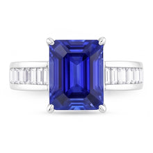 Afbeelding in Gallery-weergave laden, Edelsteen Ring Smaragd Saffier Stokbrood &amp; Ronde Diamanten 4.50 Karaat
