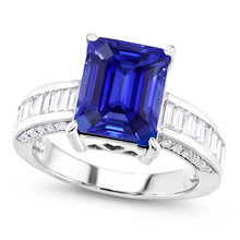 Afbeelding in Gallery-weergave laden, Edelsteen Ring Smaragd Saffier Stokbrood &amp; Ronde Diamanten 4.50 Karaat
