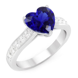 Edelsteen Sieraden Blauwe Saffier Hart Verlovingsring Goud 4,50 Karaat
