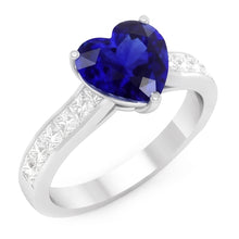 Afbeelding in Gallery-weergave laden, Edelsteen Sieraden Blauwe Saffier Hart Verlovingsring Goud 4,50 Karaat
